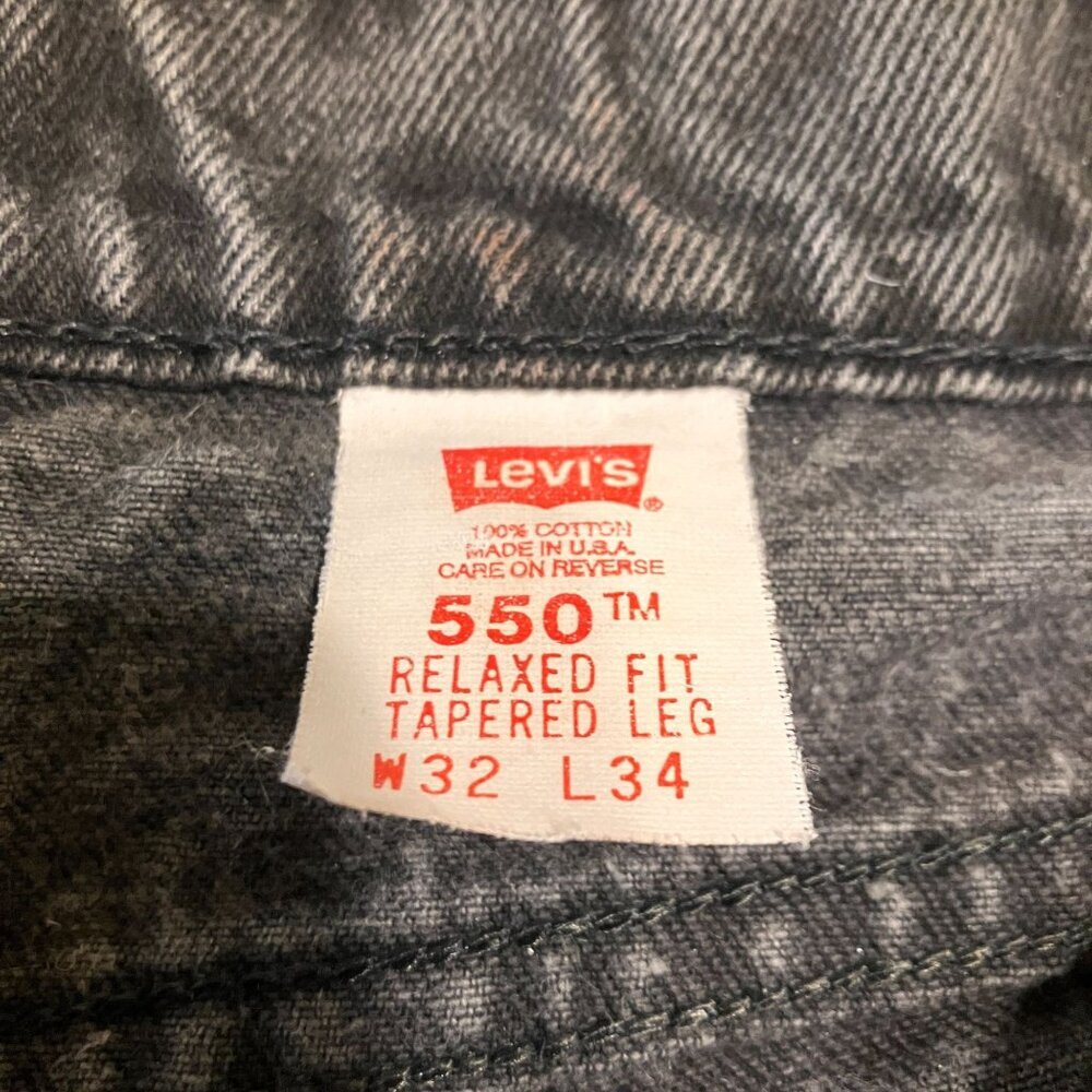 LEVI'S 550 Mens VTG 90s Orange Tab USA Relaxed Tapered Jeans 30x33* Black AN EXC - Picture 9 of 12